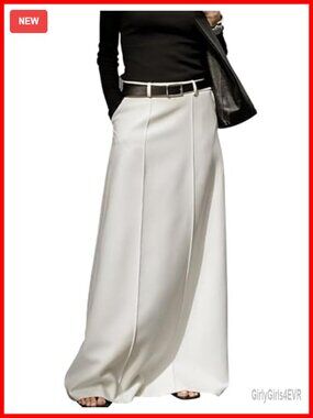 Women's High Waist H-Line Maxi Skirt with Pockets Floor Length